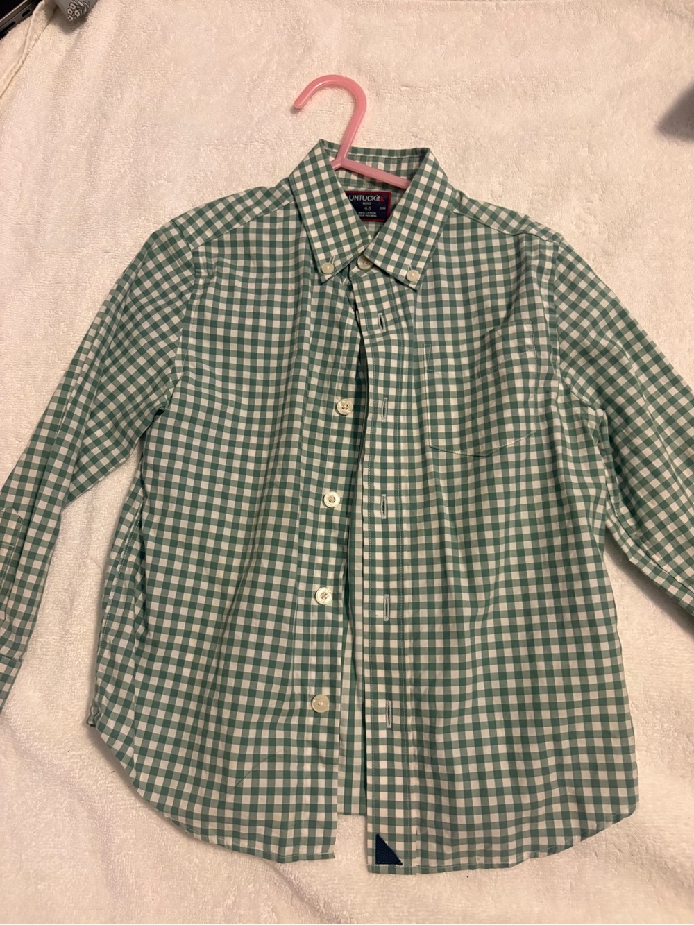 UNTUCKit Green and White Gingham Button-Down Shirt for Kids